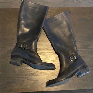 Women’s black leather riding style boots